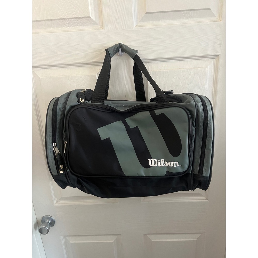 Vintage Wilson Duffle Gym Bag Green Black Multiple Compartment
